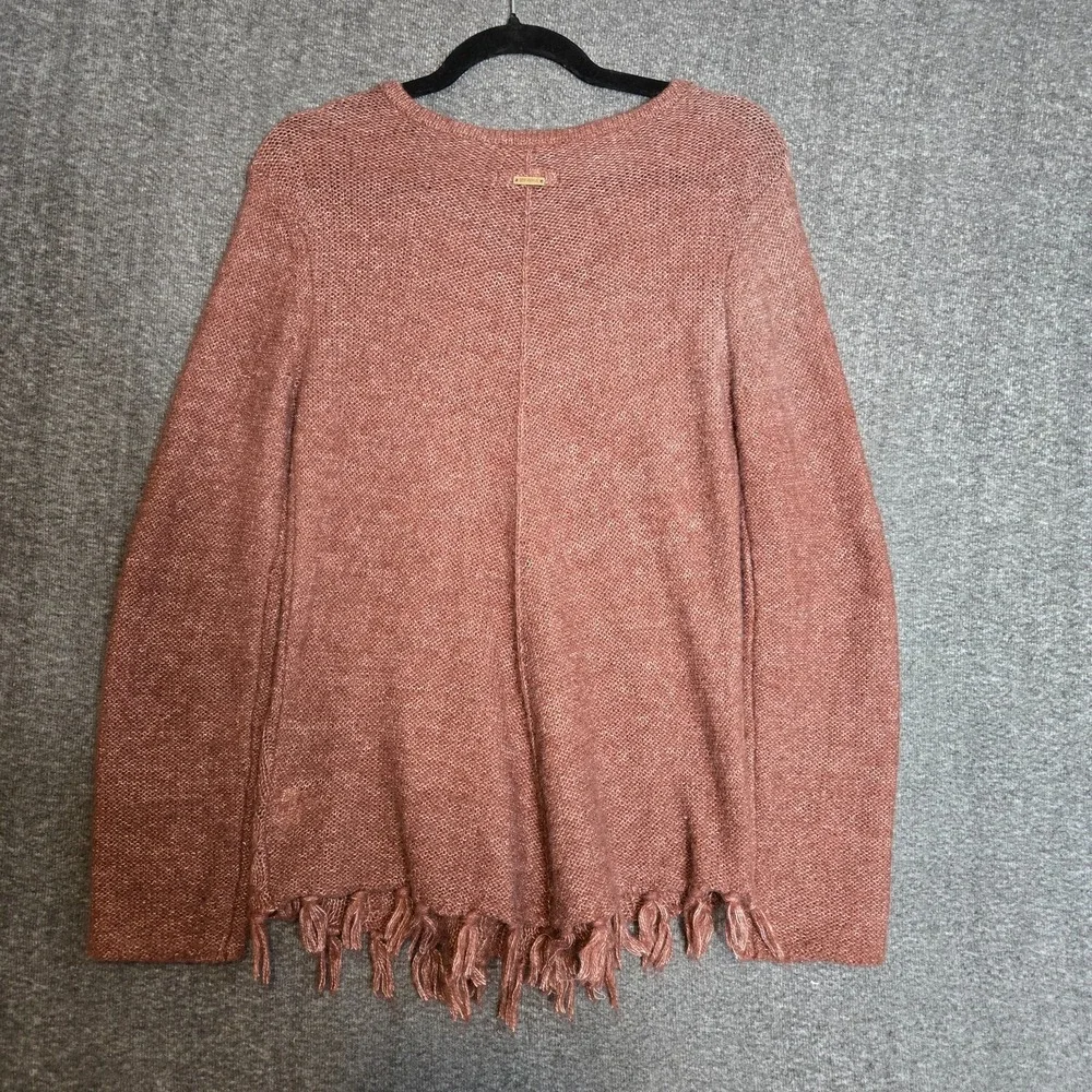 Prana Cable Sweater Womens Size Small Wool Blend Knit Fringe Pullover BOHO‎